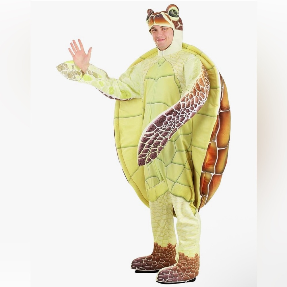 Sea Turtle Halloween Costume, Hooded Jumpsuit, Attached Mitts, Shoe Covers
